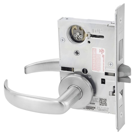Corbin Russwin Dormitory or Exit Mortise Lock, PS Lever, A Rose, Satin Chrome ML2082 PSA 626 LC